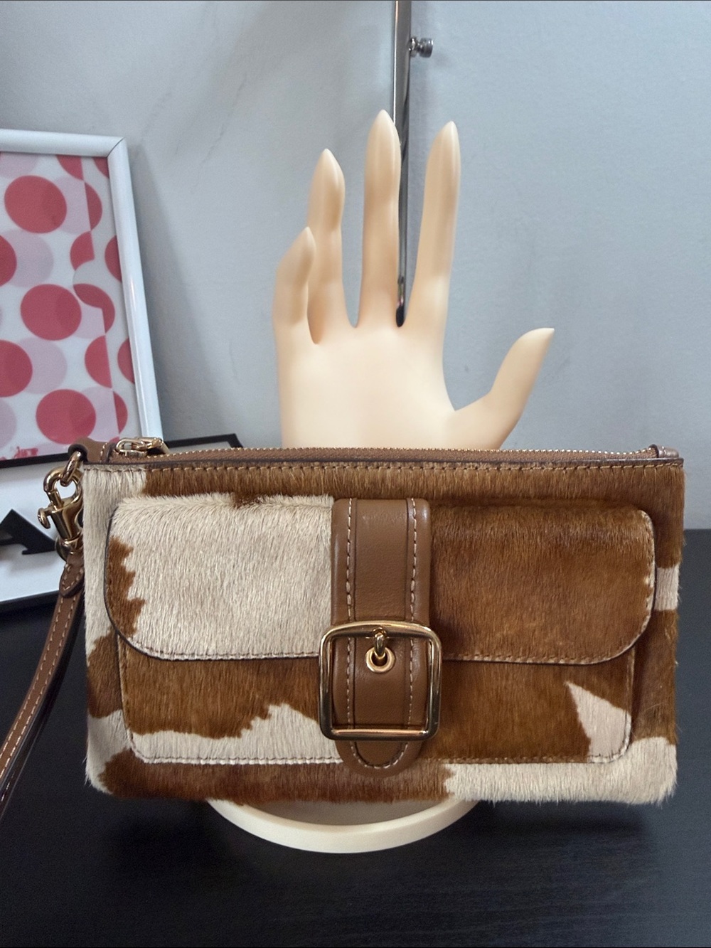 Coach Aston Calf Hair Buckle Wristlet - Picture 2 of 10